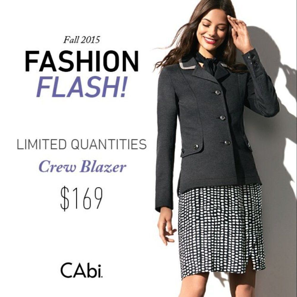 Cabi Charcoal Gray Button Cuff Crew Blazer - S